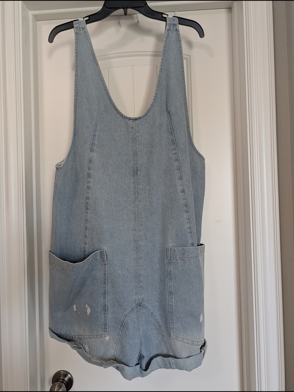 BiBi Light Blue Denim Overall Shorts with Front Pockets